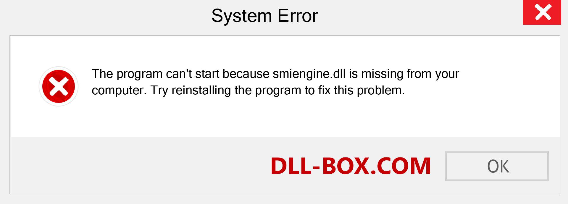  smiengine.dll file is missing?. Download for Windows 7, 8, 10 - Fix  smiengine dll Missing Error on Windows, photos, images