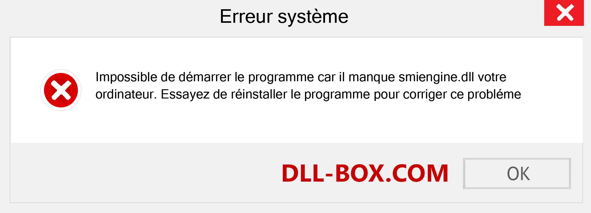 Le fichier smiengine.dll est manquant ?. Télécharger pour Windows 7, 8, 10 - Correction de l'erreur manquante smiengine dll sur Windows, photos, images